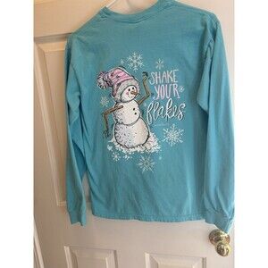 Anna Grace SmallT-Shirt Long Sleeve Comfort Colors Tee Shake Your Flakes Snowman